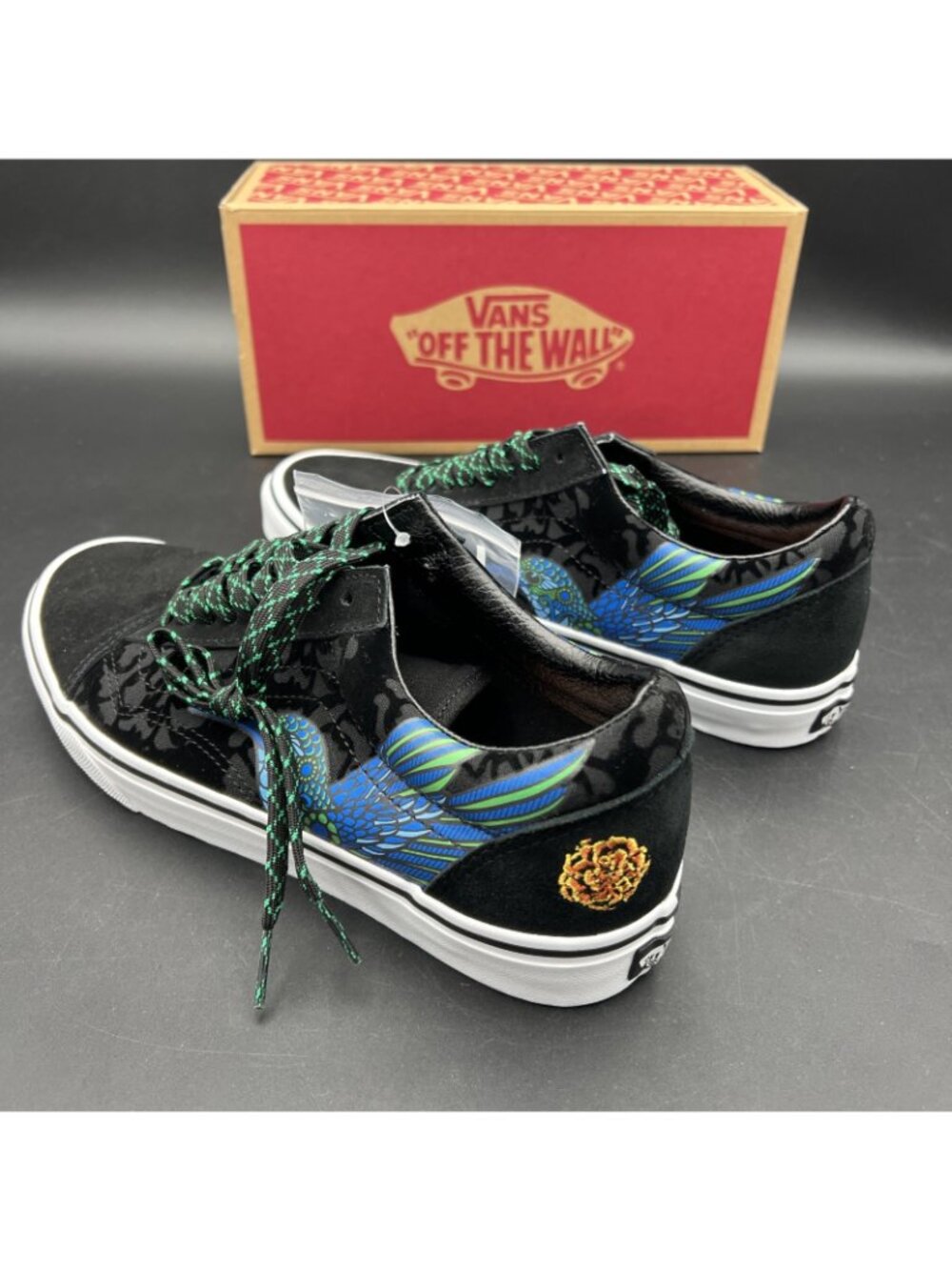 Vans Old Skool Dia de los Muertos Hummingbird Skate Shoe M9 W10.5 Black Blue NEW - Picture 5 of 16